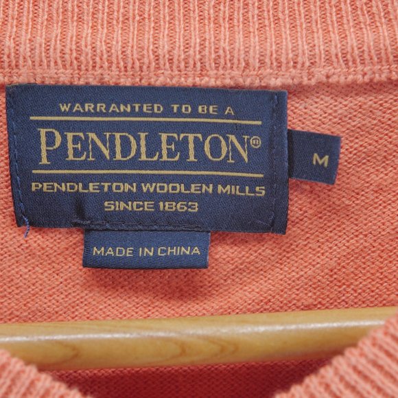 Pendleton Orange Mens V Neck Knit Pullover‎ Sweater Size Medium - Picture 3 of 7